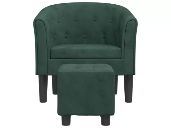Fauteuil cabriolet avec repose-pied vert foncé velours