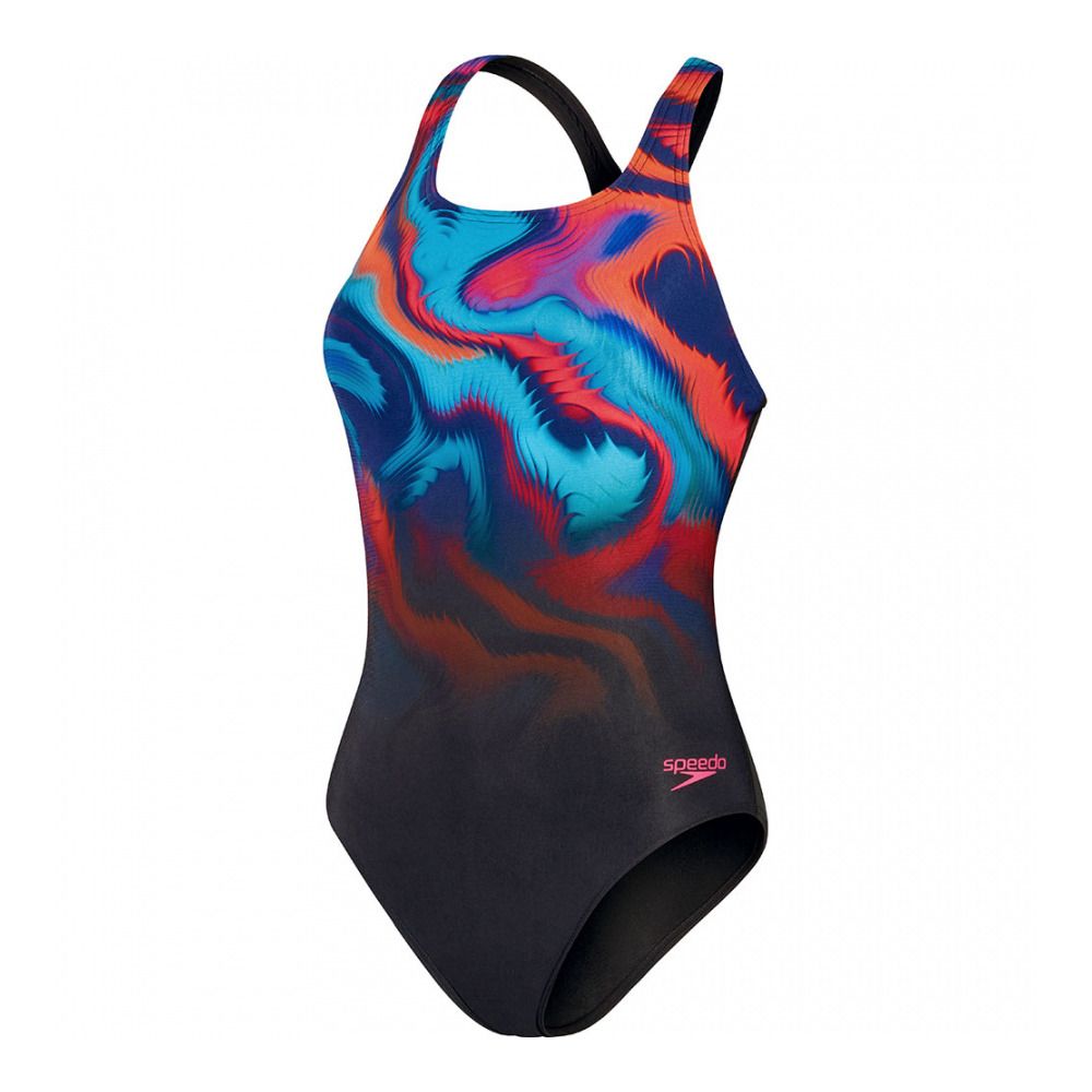 Speedo ECO+ DIG PLACEM MEDALIST - Maillot de bain 1 pièce Femme black/pink