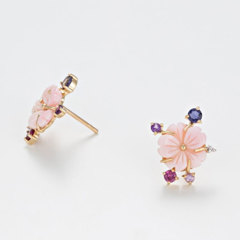 Boucles d'oreilles Or Jaune Diamant et Pierre précieuses