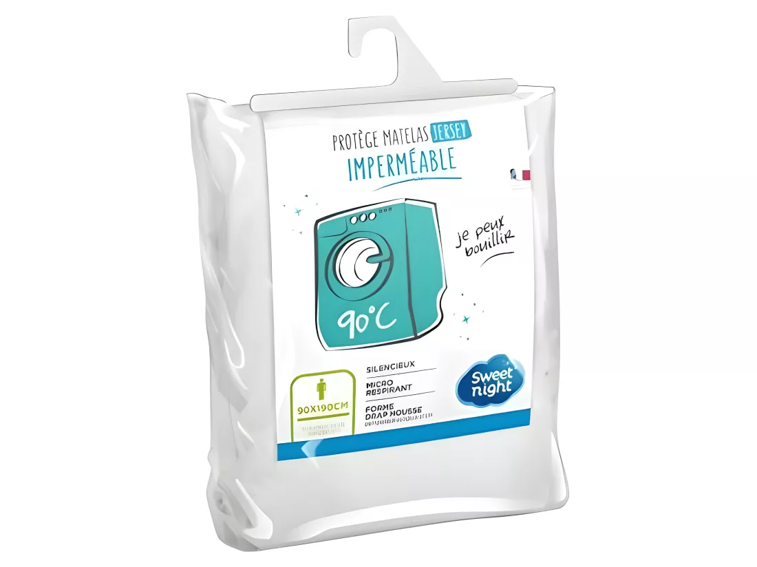 SWEETNIGHT Protege-matelas AXEL - Imperméable - Blanc - 140 x 190 / 200 cm