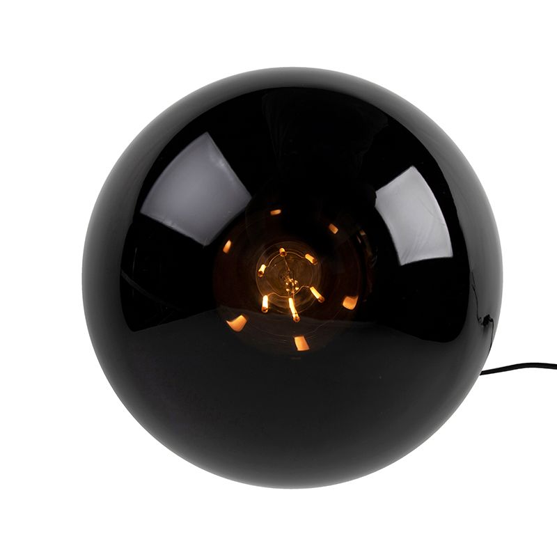 Art deco tafellamp messing met zwart glas - Pallon