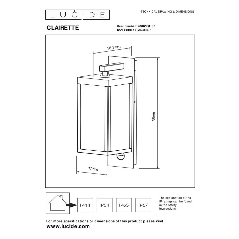 Lucide CLAIRETTE Wandlamp - Antraciet