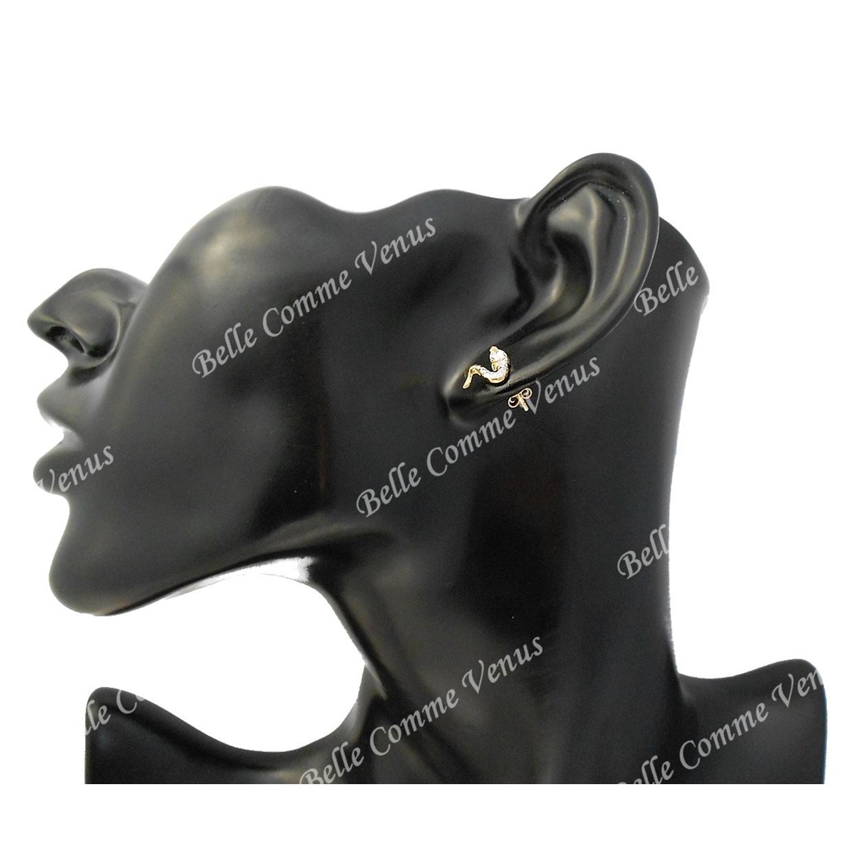 Boucles d'oreilles Serpent Oxyde de Zirconium Plaqué OR 750 3 microns 2 tons