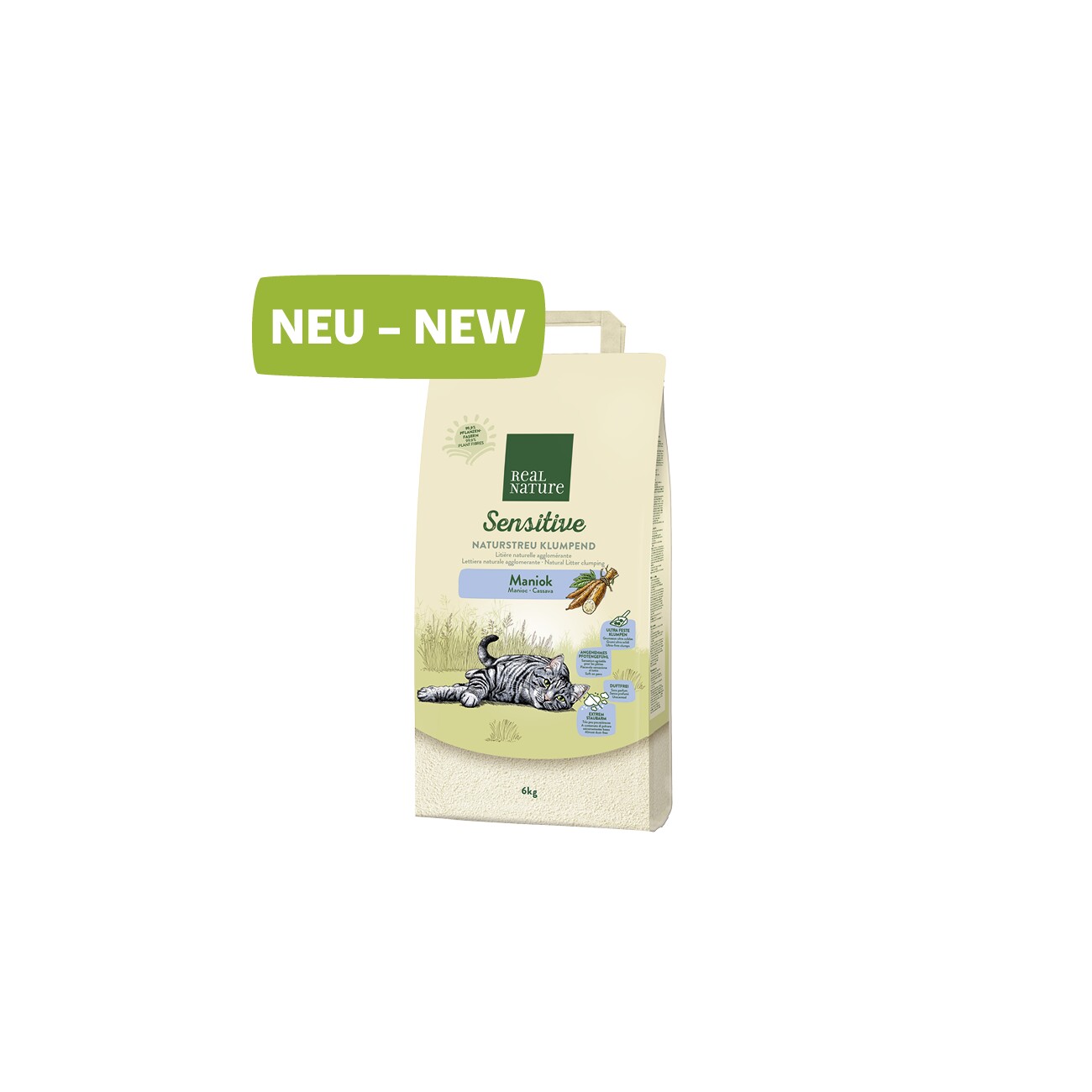 REAL NATURE Naturstreu klumpend Sensitive Maniok 6 kg