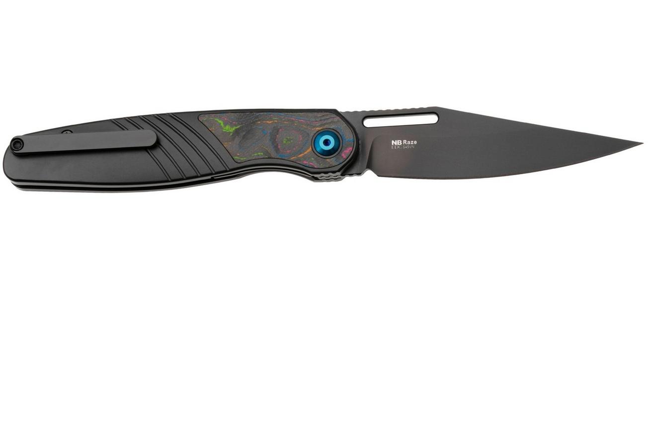Kizer Raze KI3720A1 Matte DLC S45VN, Black Titanium Camo Carbon 80's Inlay, zakmes, Mark Perez design