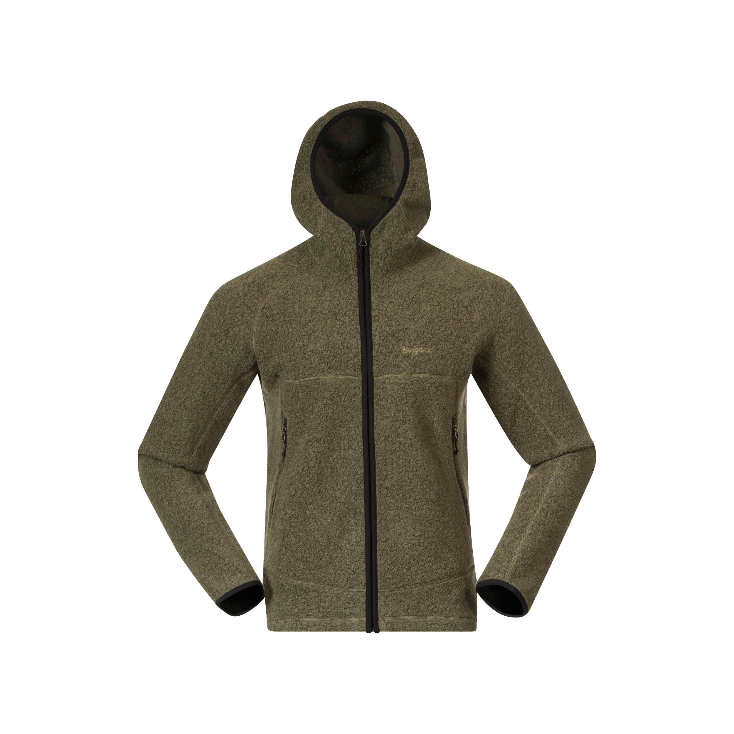 Vaagaa Merino Terry Midlayer Hoodie Men Green Mud