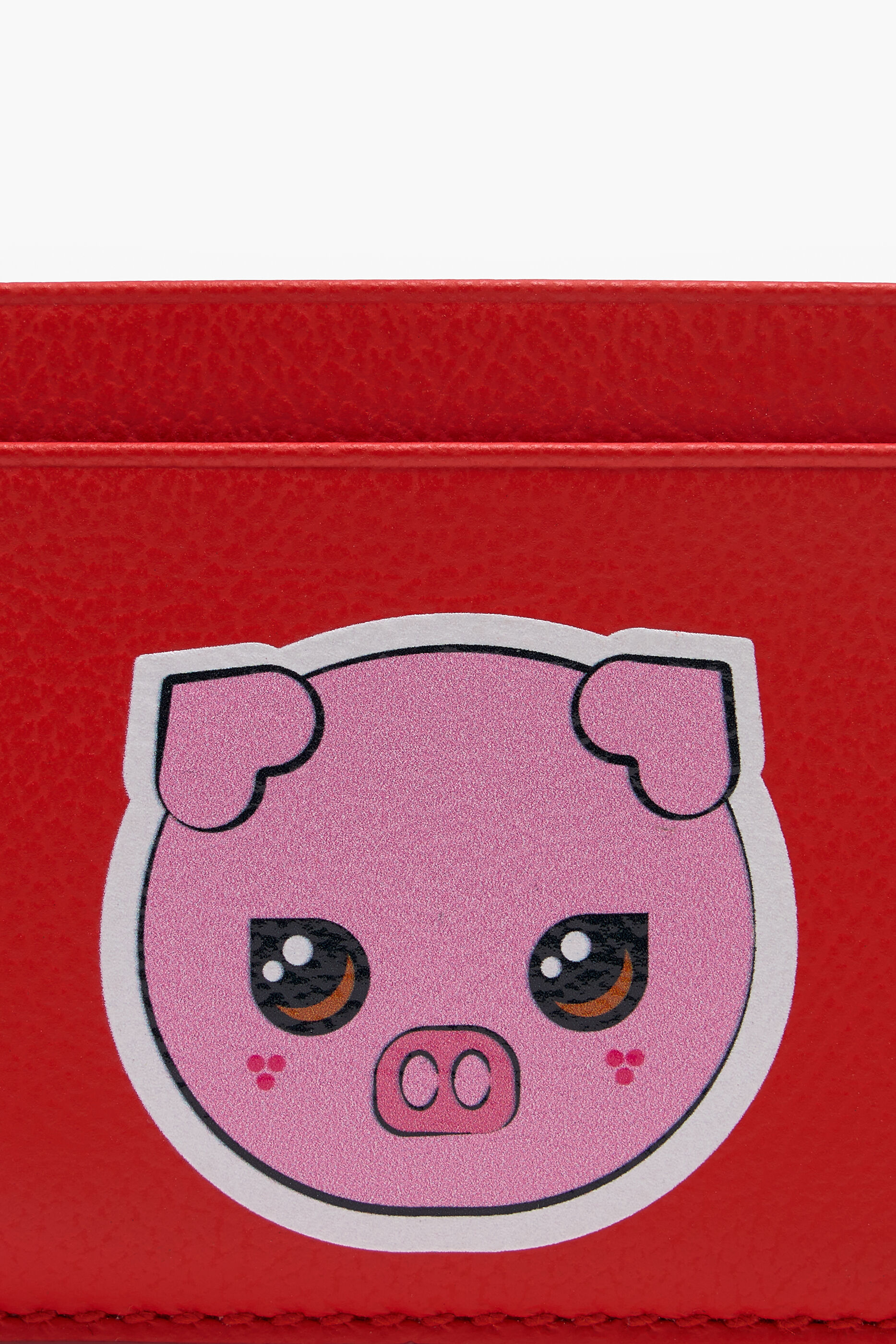 Porta-cartões em couro vermelho