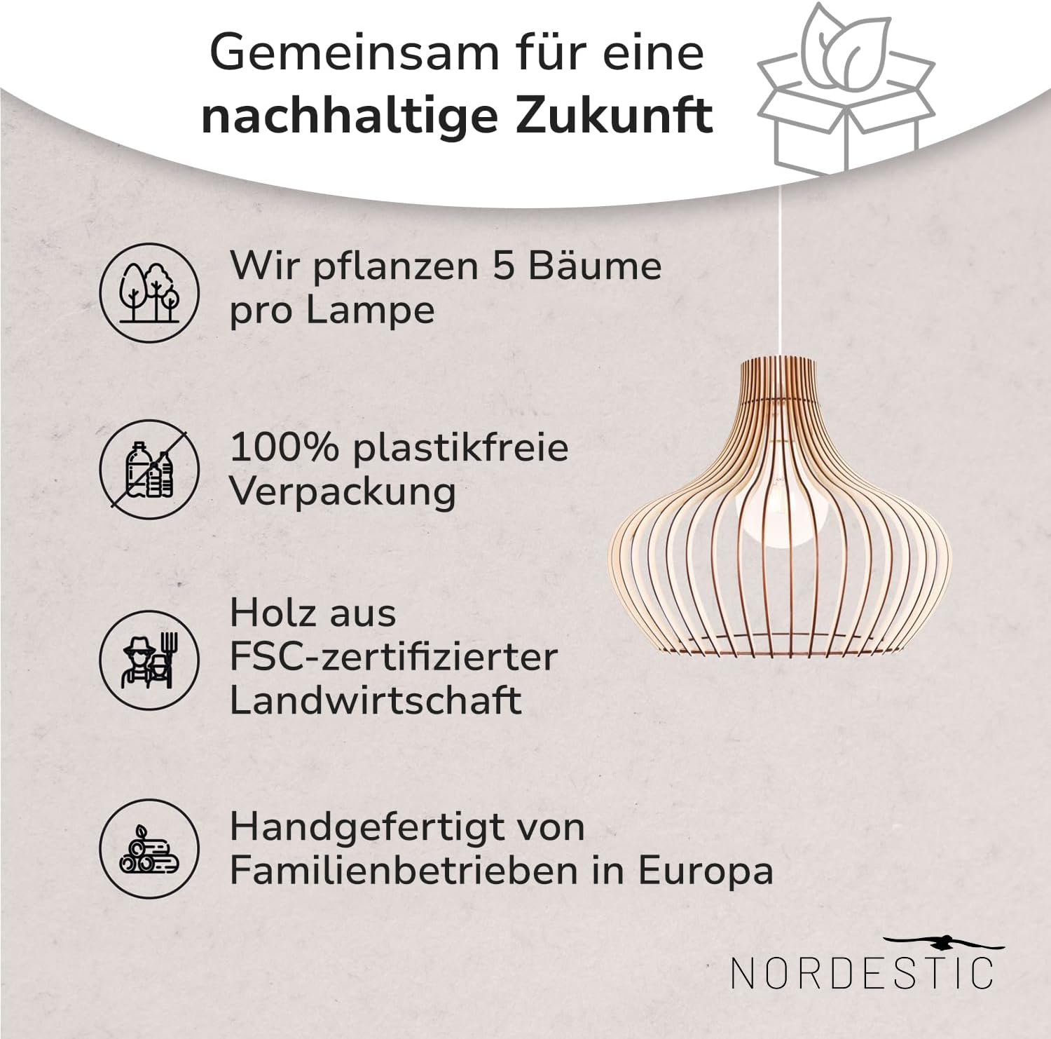 Pendelleuchte Holz „Iduna, skandinavische Hängelampe Esstisch + Wohnzimmer, Boho Hängeleuchte höhenverstellbar + dimmbar mit E27 Fassung (Höhe x Durchmesser 30 cm x 35 cm)