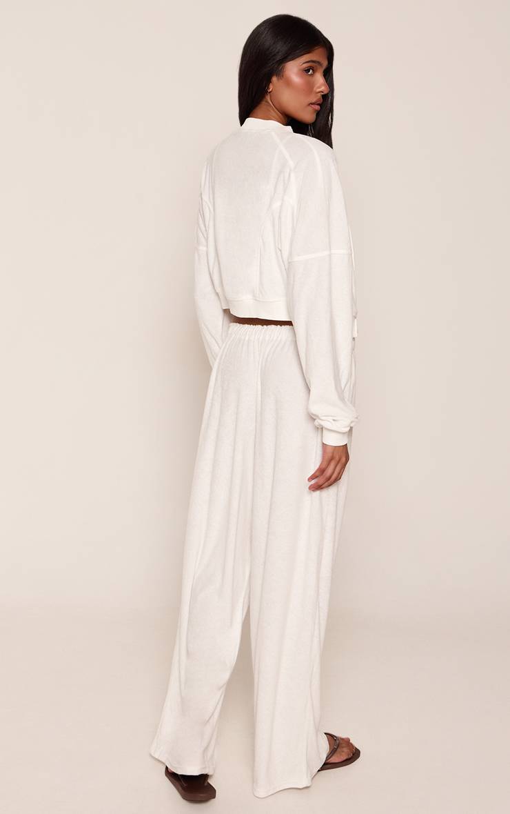 Blanc Jogging Large En Tissu Éponge