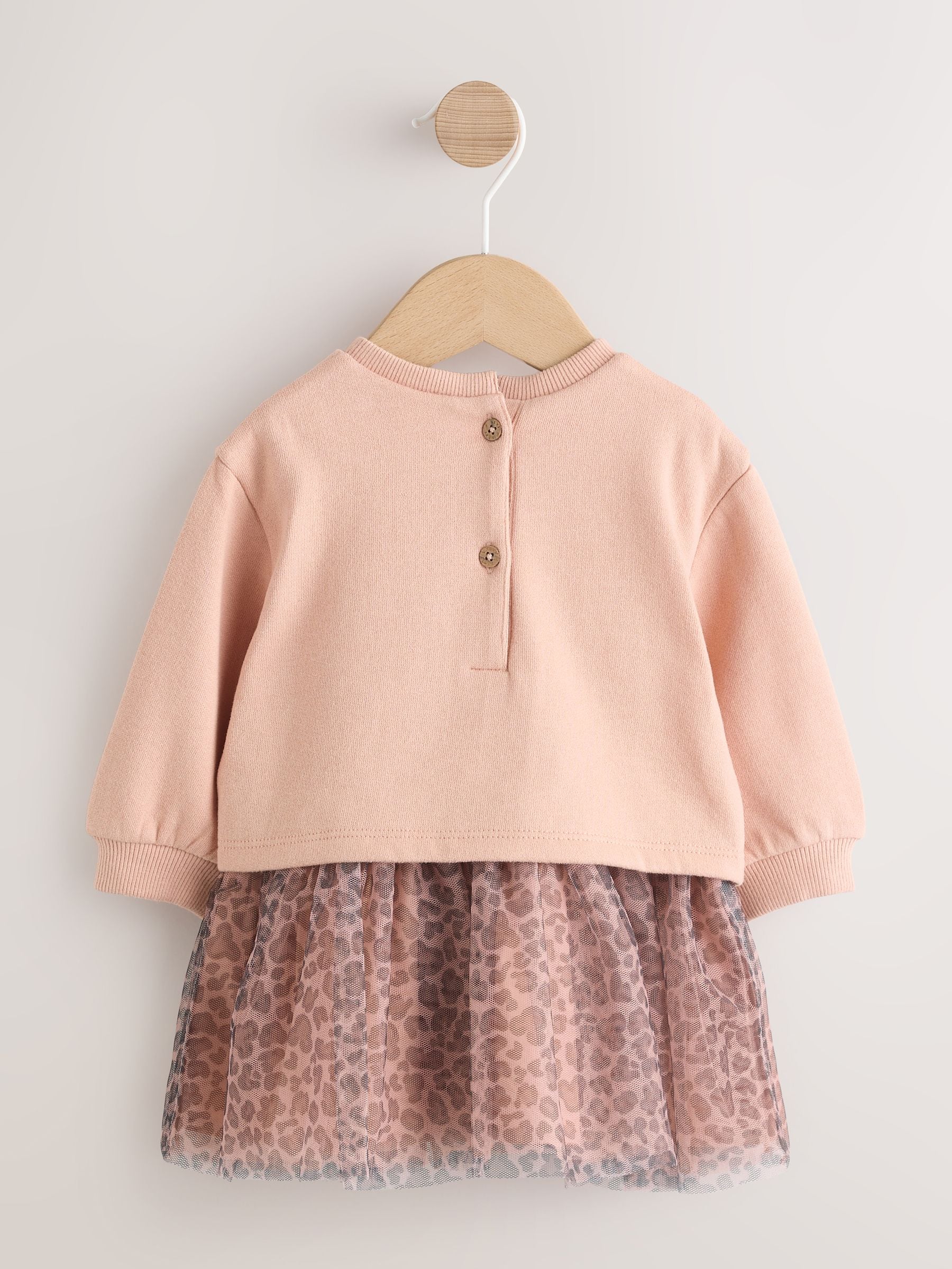 Roze met luipaardprint - Baby Twofer mesh jurk (0mnd -2jr)
