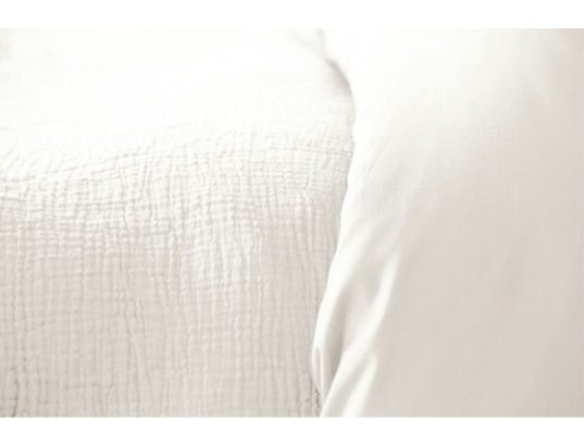 COTE DECO - Ensemble couette + 2 oreillers Parure de lit - double gaze de coton - 240 x 260 cm - blanc