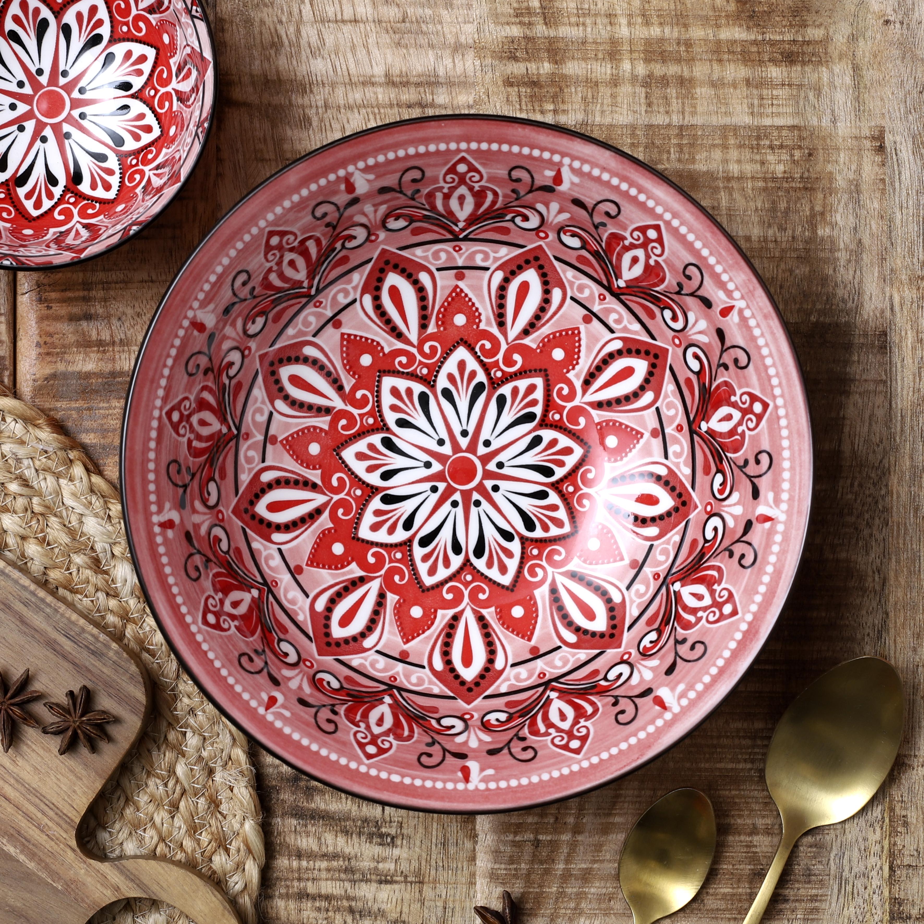 ASSIETTE CREUSE JAIPUR ROUGE D.20CM
