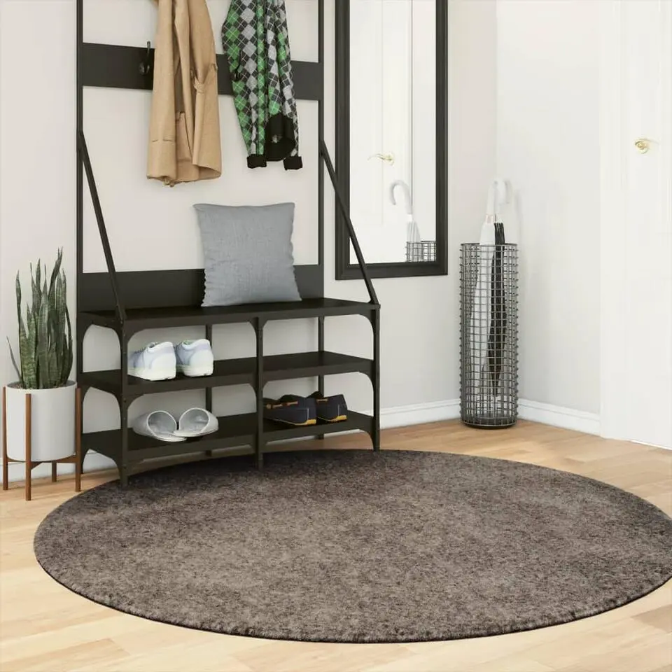 vidaXL - Vloerkleed - Grijs - Polyester - Ø 160 cm