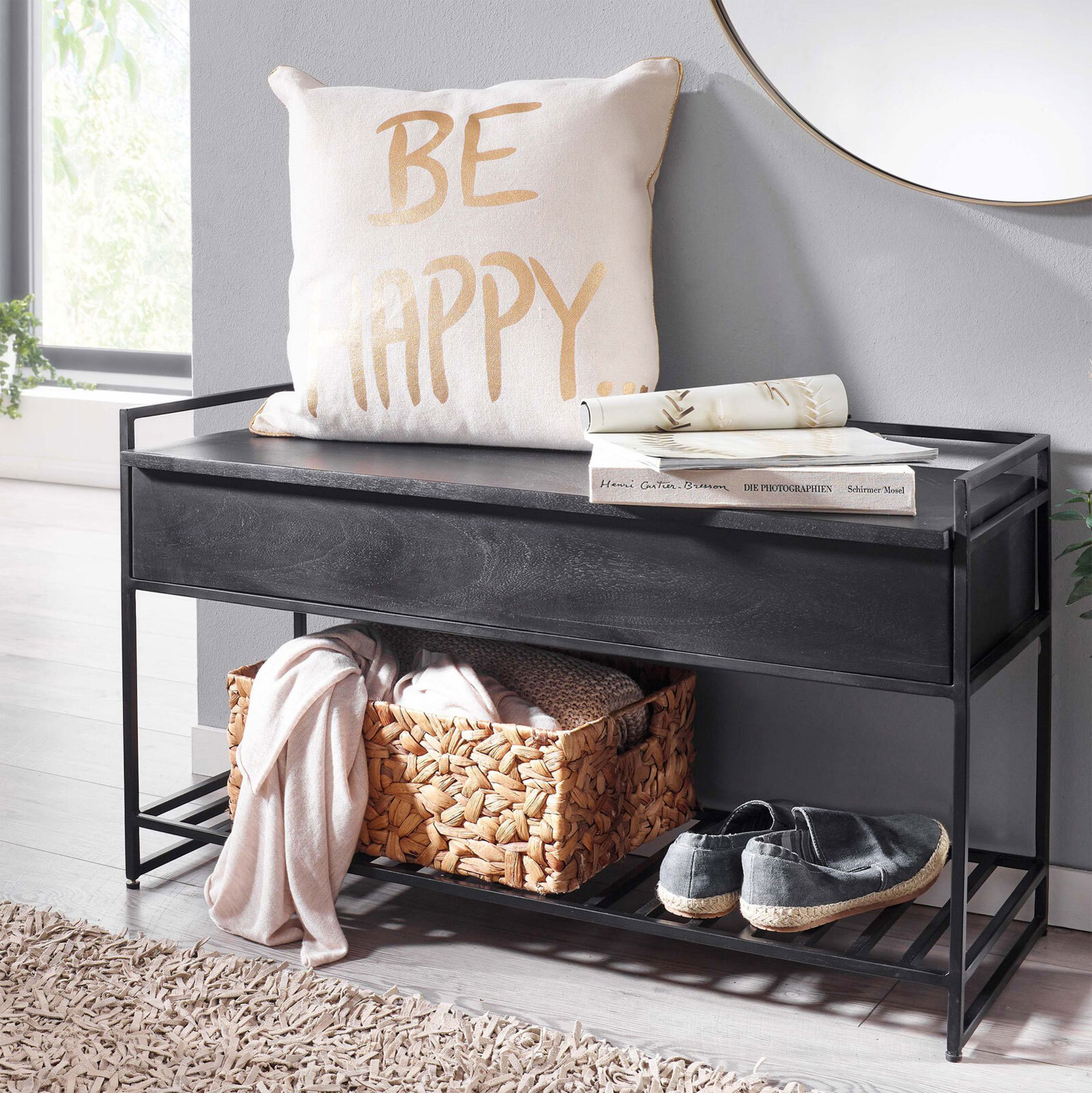 CASAVANTI Sitzbank 90 x 52 cm Schwarz