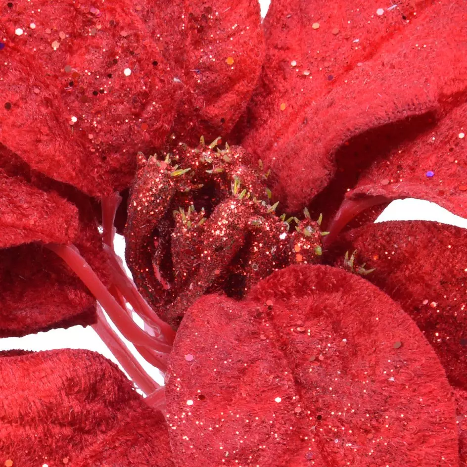 Poinsettia de Noël sur clip (D25 cm) Coline Rouge