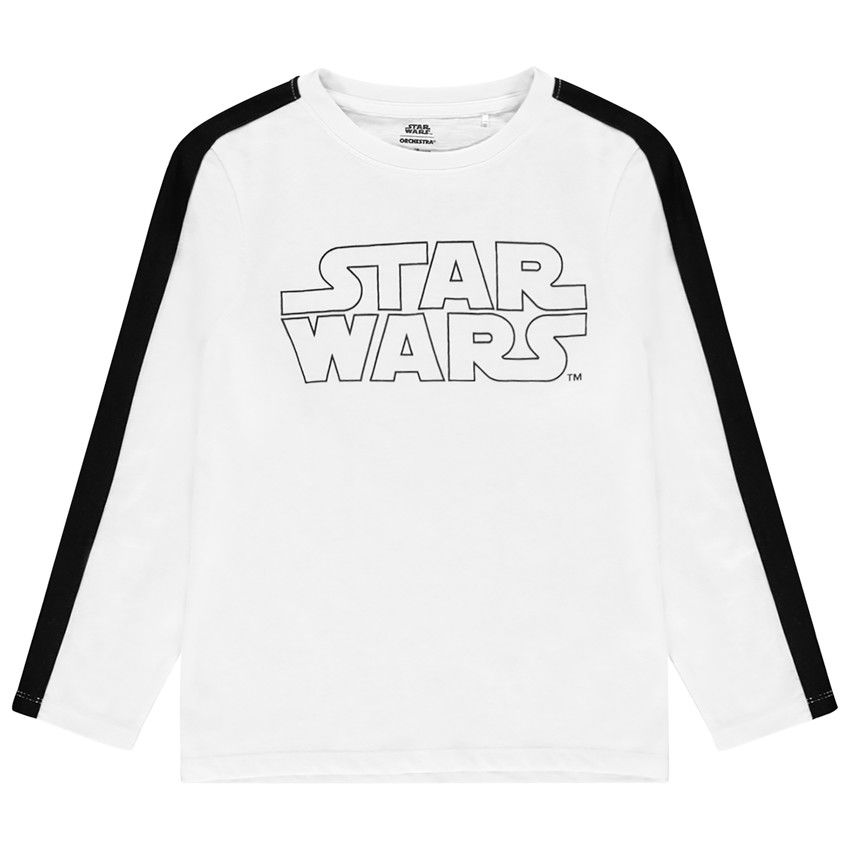 T-shirt manches longues en coton bio print Star Wars pour enfant garçon - Blanc