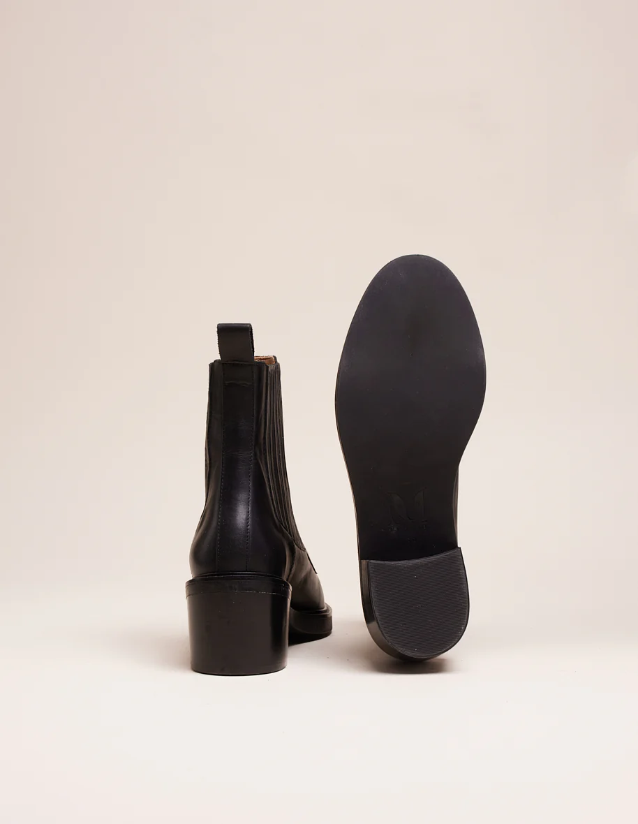 Bottines à talons Janine - Cuir noir