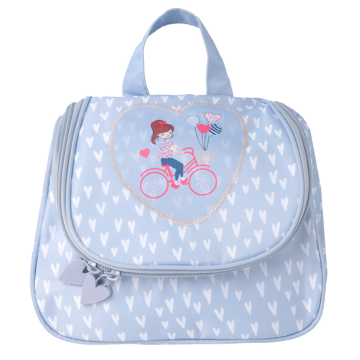 Topolino Mädchen Kosmetiktasche mit Herz-Allover hellblau