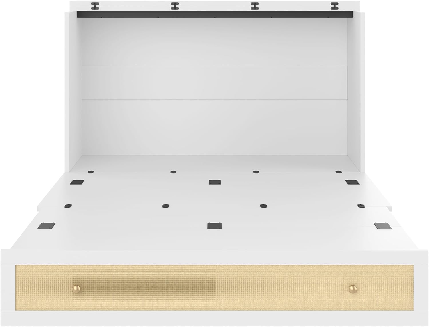 Mobiles Schrankbett 140x200, Umbaubares Schrankbett mit Schubladen, USB Steckdose und Regal, Vertikales Wandbett Klappbett Wandklappbett Murphy Bed Plattformbett Bettschrank, MDF, Ohne Matratze, Weiß