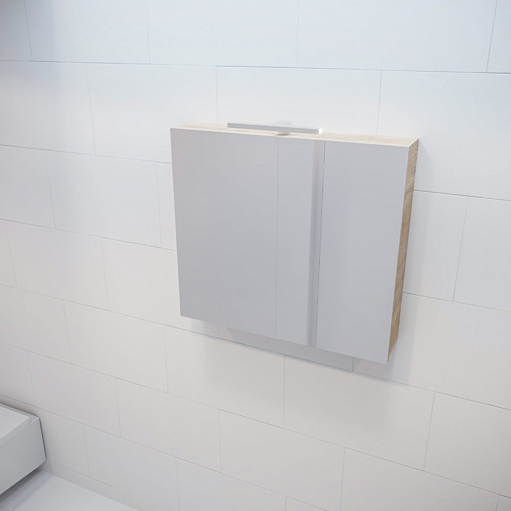 Mondiaz Cubb spiegelkast 80x70x16cm washed oak met 2 deuren