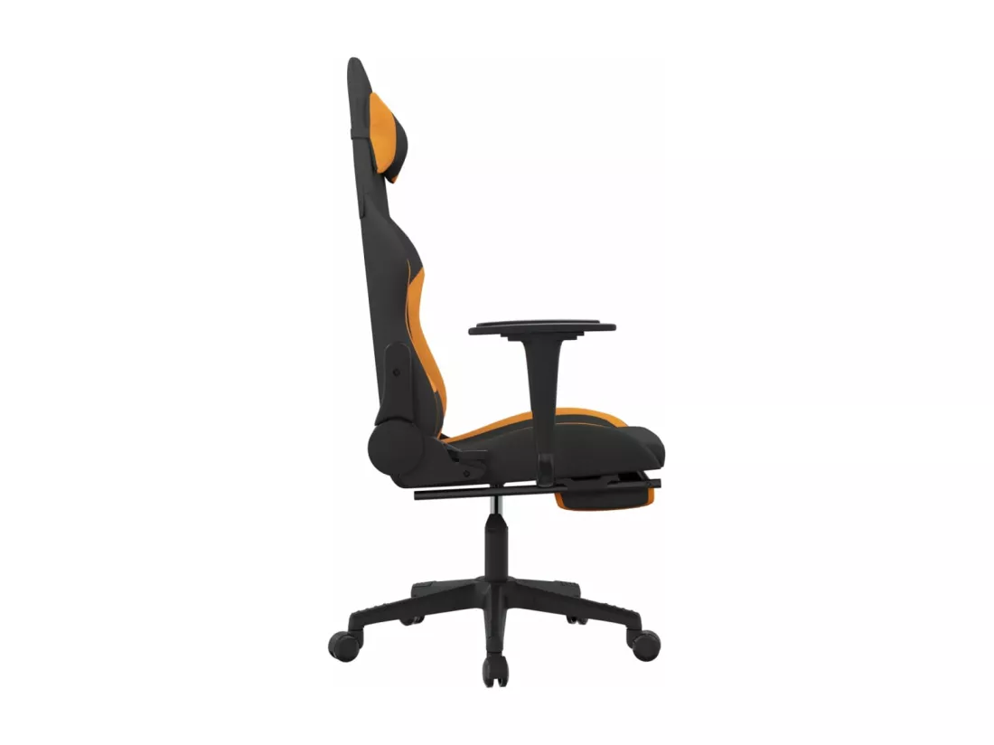 Chaise de jeu avec repose-pied Noir et orange Tissu