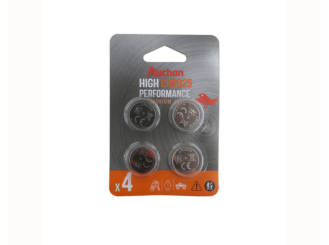 PILHAS CR2025 PREMIUM AUCHAN LITIO 4 UNIDADES