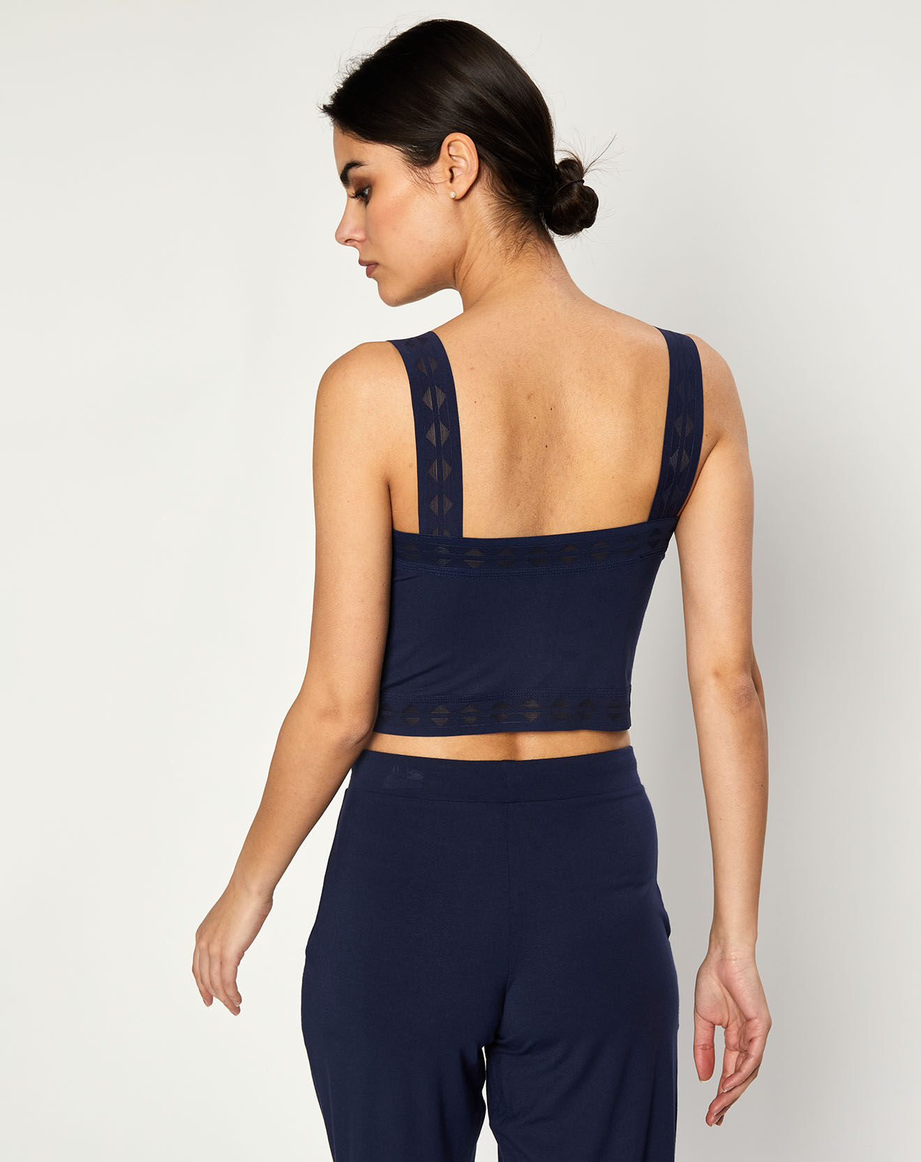 Huit Crop top Jeanne bleu marine