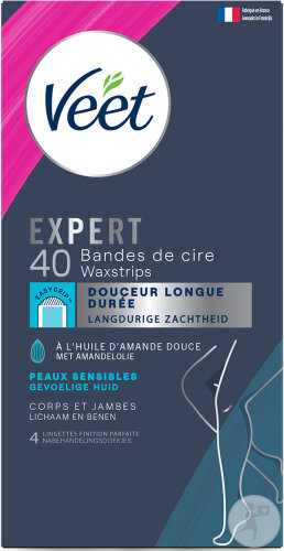 Veet Expert Bandes De Cire Froide Jambes Peaux Sensibles 40 Strips