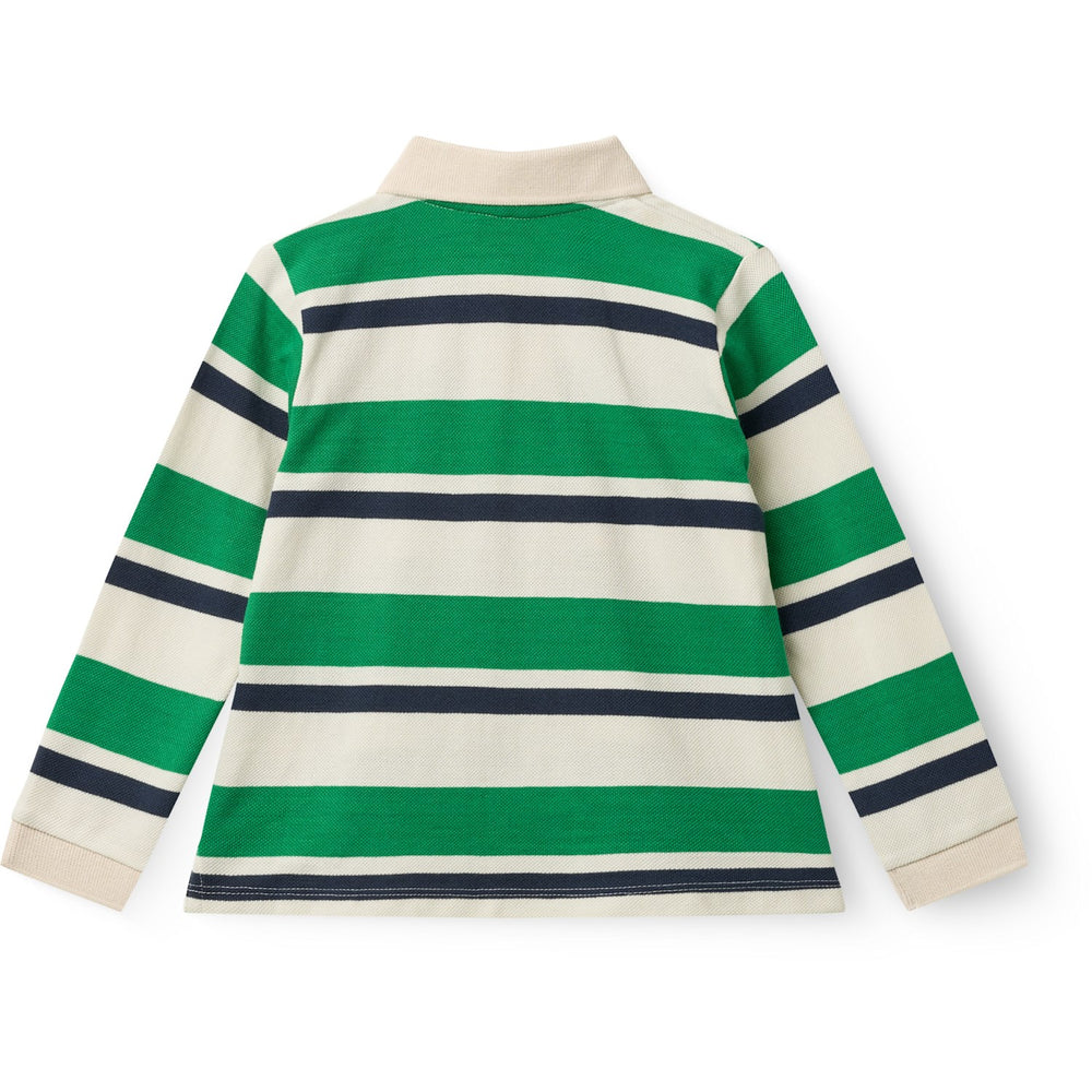 Køb COPENHAGEN COLORS Sharp Green Comb. Striped Pique Polo W. Ls
