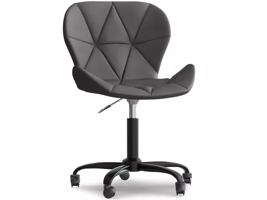 Chaise de bureau avec roulettes - Chaise pivotante de bureau - Revêtement en similicuir - Structure noire Wito Gris