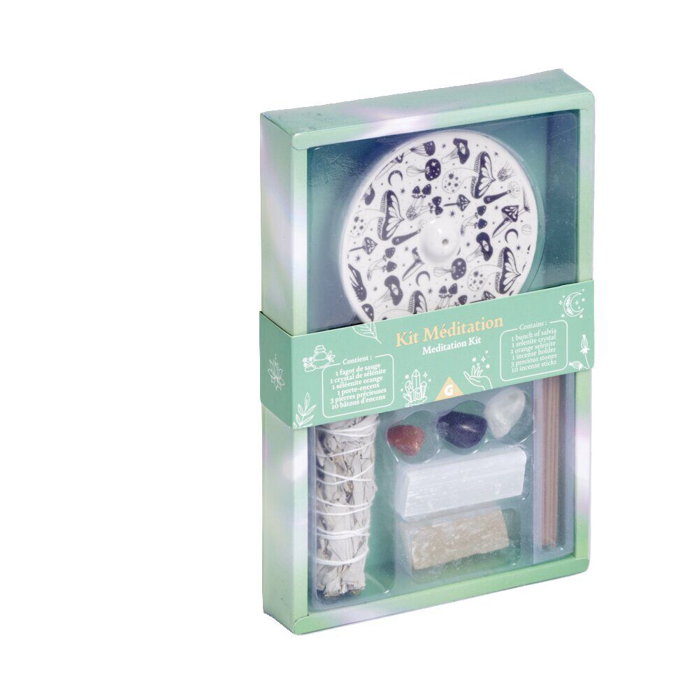 Coffret méditation kit encens/sauge/sélénite