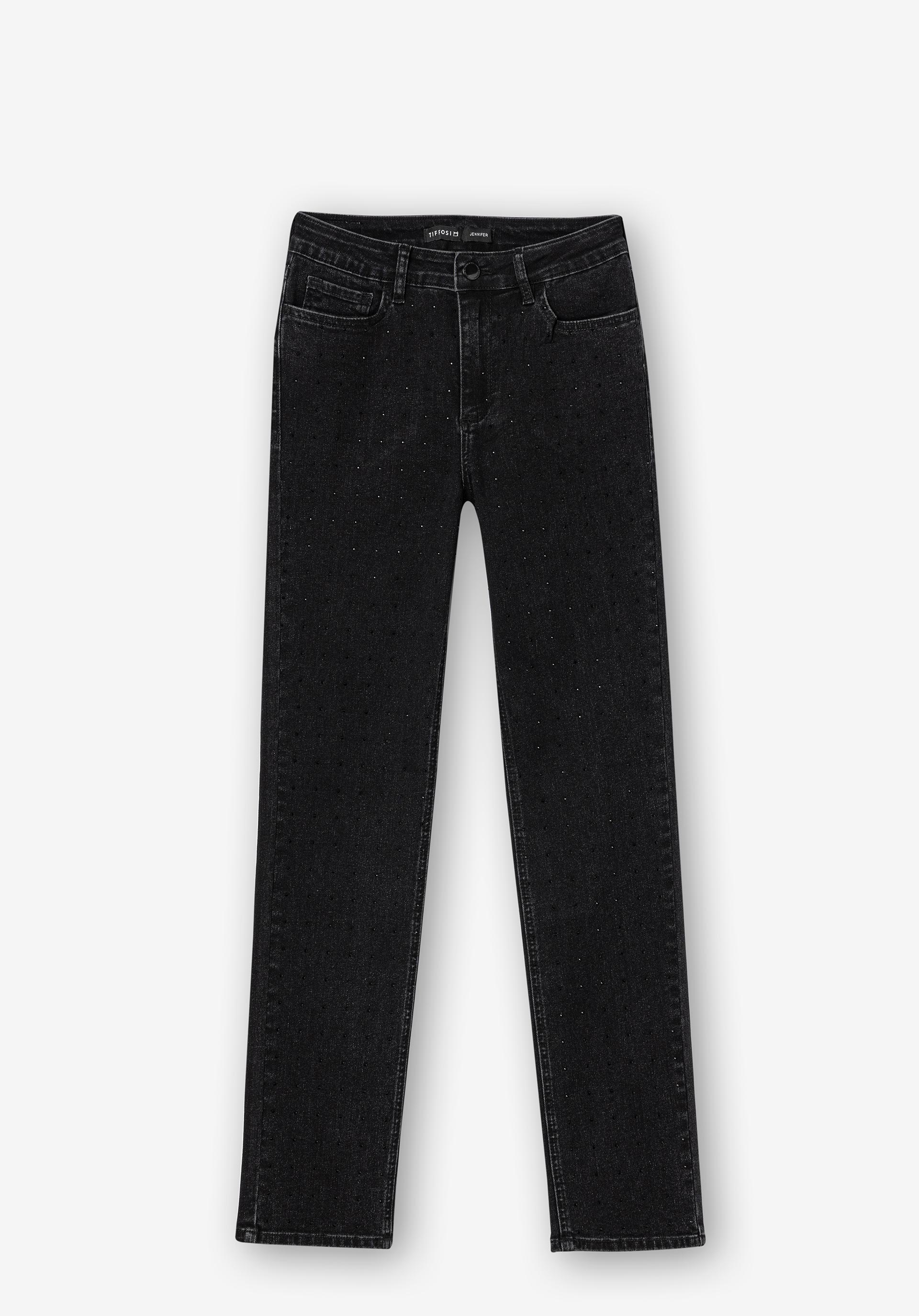Jeans Jennifer Slim Fit Cintura Alta C/ Pedras