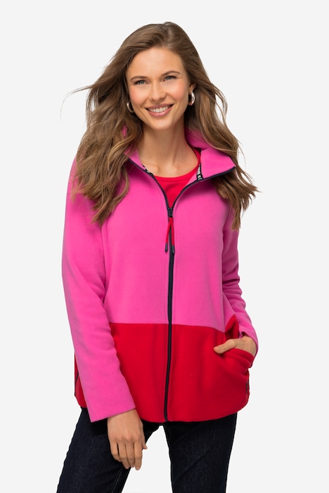 Fleecejacke, Colorblocking, Rundhals, Zipper, Langam, OEKO-TEX