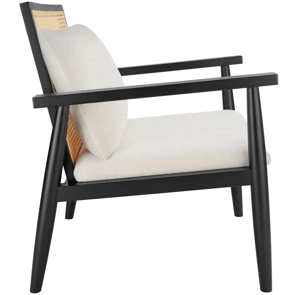 tectake Loungestoel Manuela met Weens vlechtwerk en extra kussen, Wit