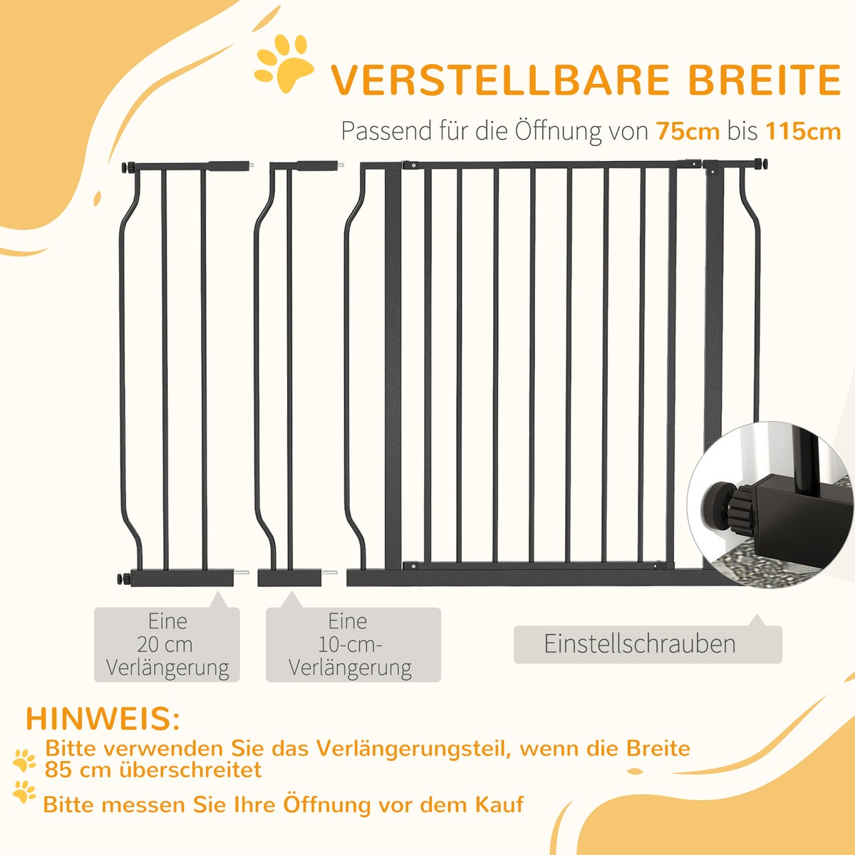 PawHut veiligheidshek, 115L x 3B x 76H cm, staal, ABS, zwart
