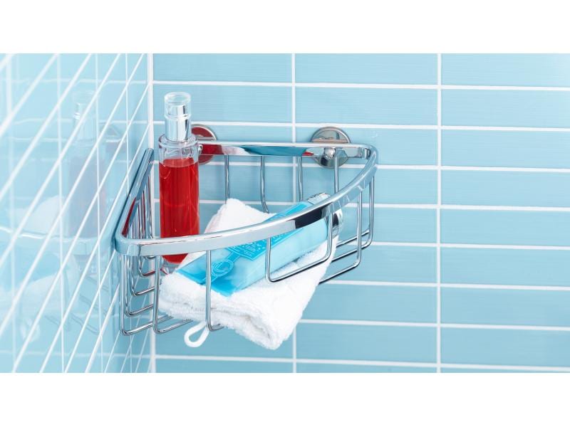 tesa Bad-Utensilienhalter Aluxx  Eckablagekorb, Chrom Duschmittelhalter
