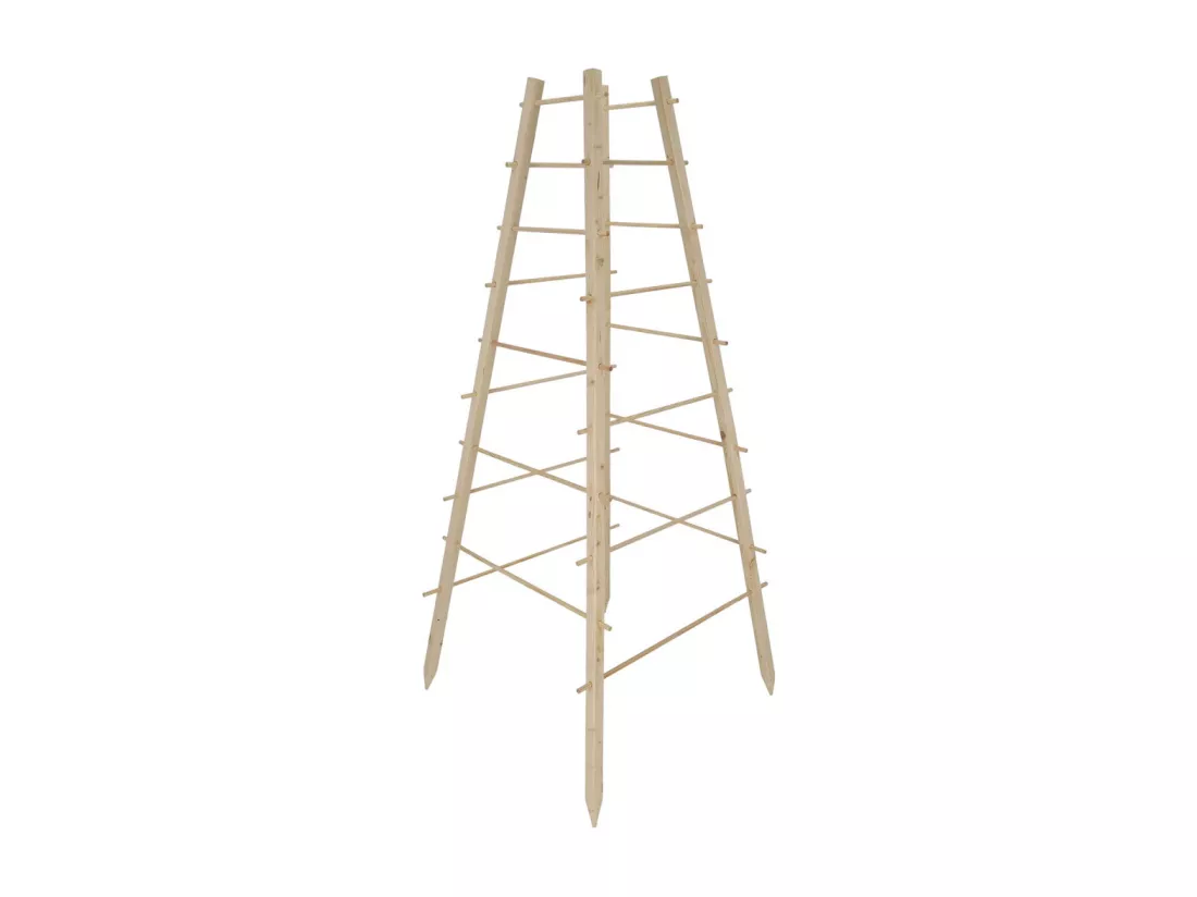 Support en bois de pin pour plantes 4 piquets Pyramide