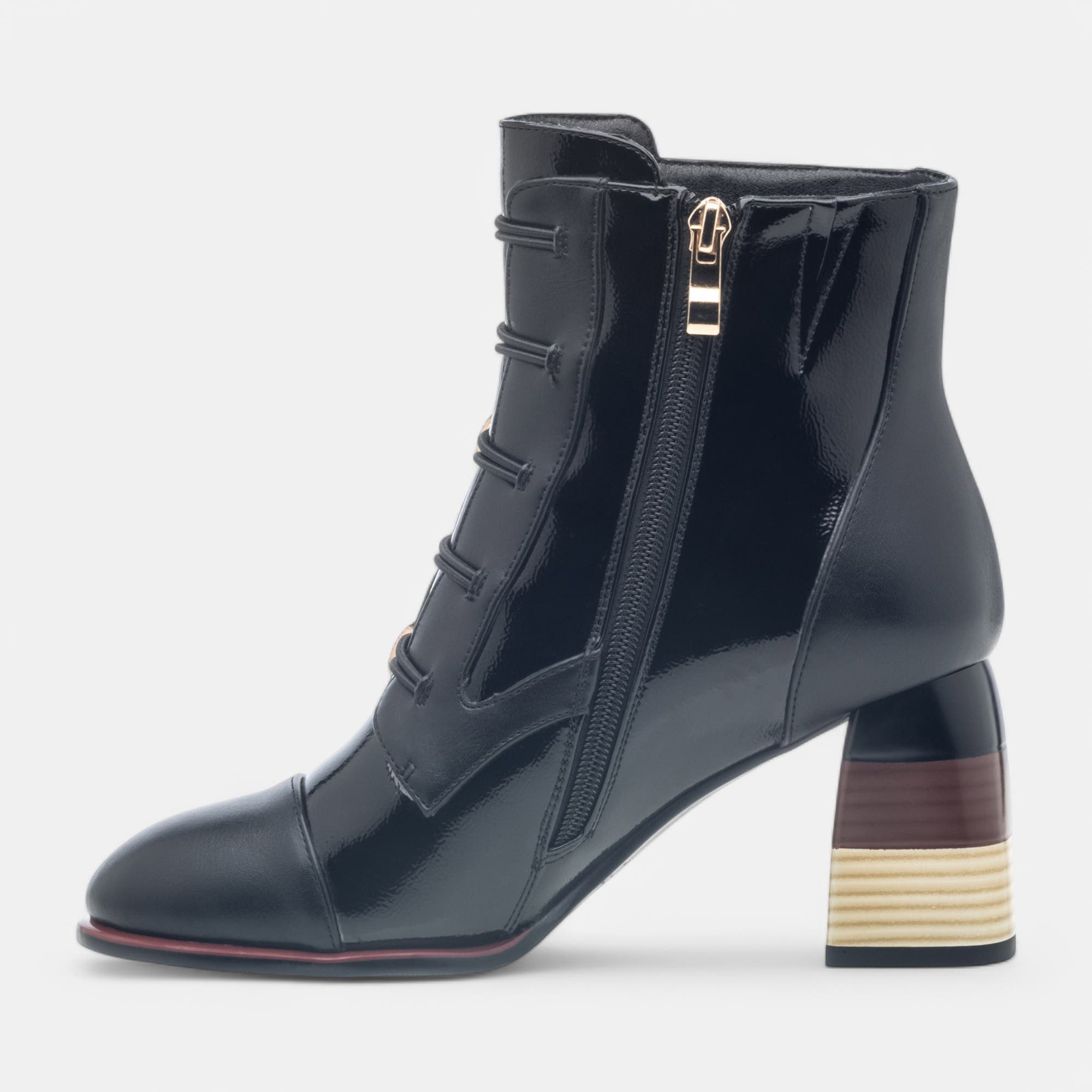 Bottines à talon Femme noir vernis