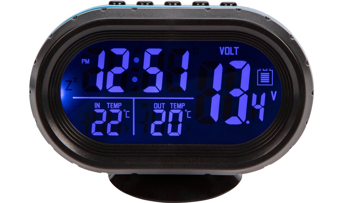 Digital inde/ude termometer voltmeter ur