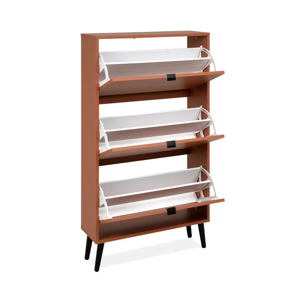 CALICOSY - Schoenenkast VIGO - Terracotta / zwart - 125x70x24 cm