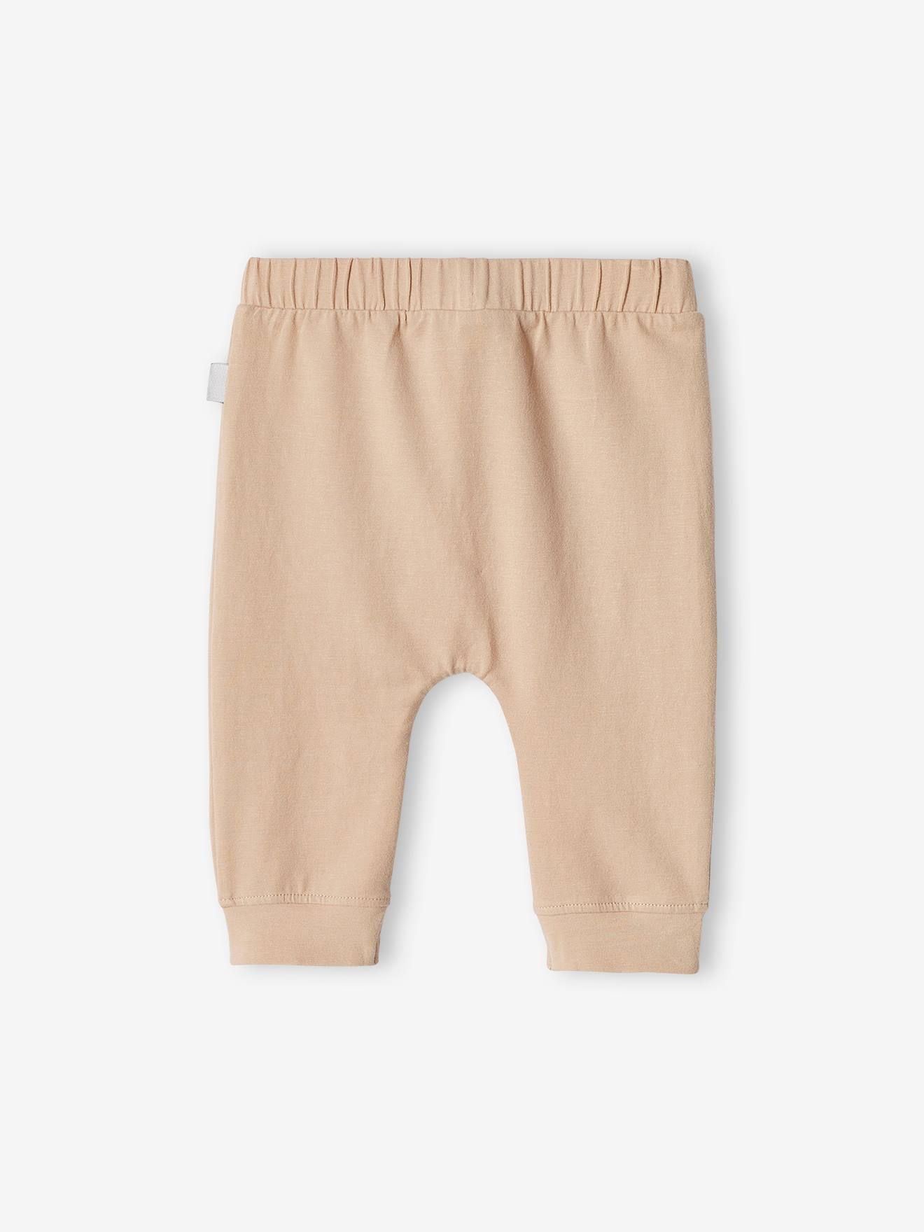 Calça de malha leve para recém-nascido, rosa médio, lisa.