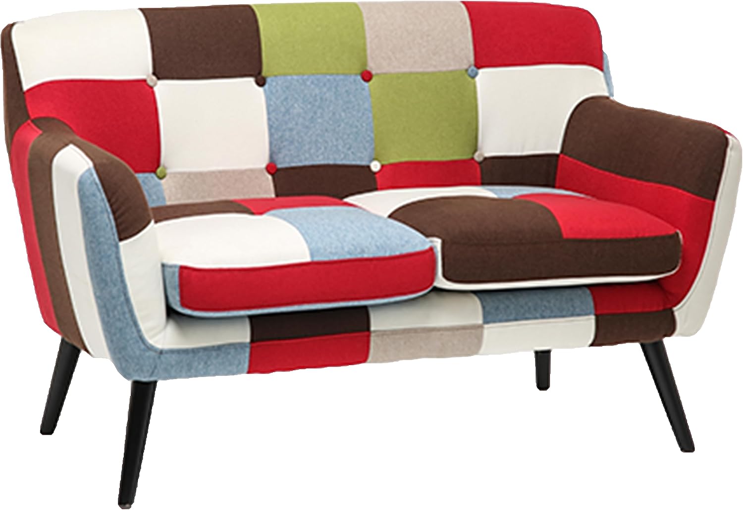 Gardenia 2-Sitzer-Sofa, Holz, Patchworks, 130 x 77 x 82 cm