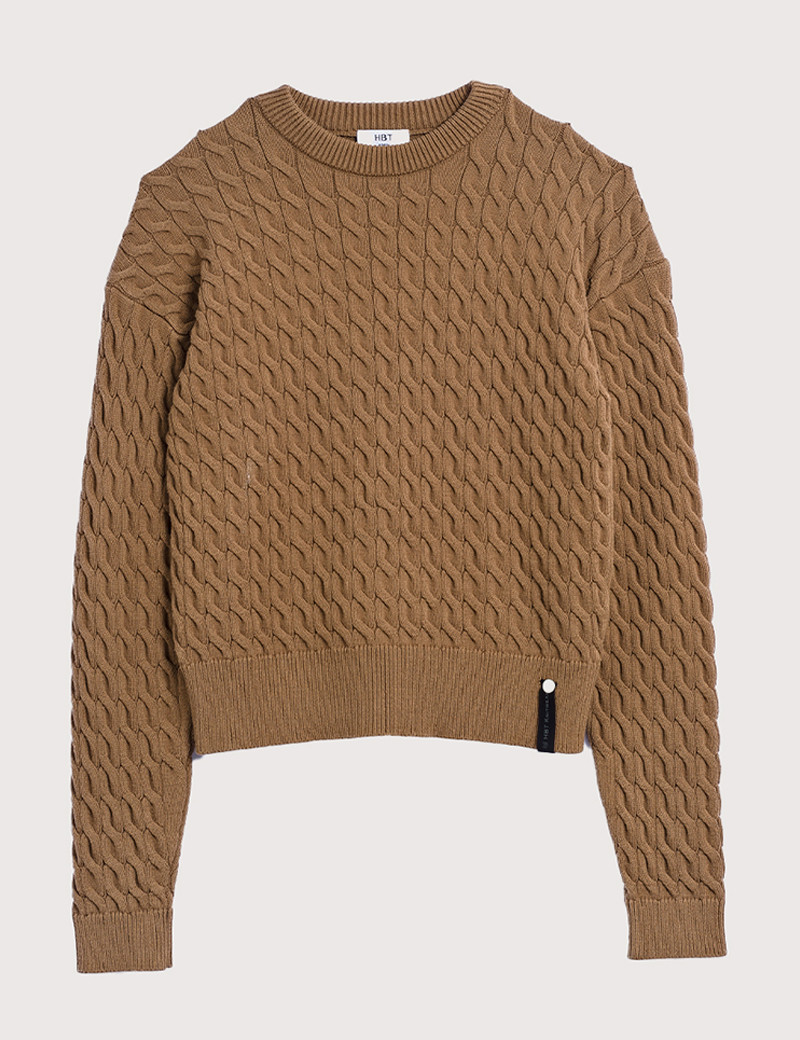 HBT TRANSVERSAL | ELIOTT PULL FEMME COL ROND CAMEL