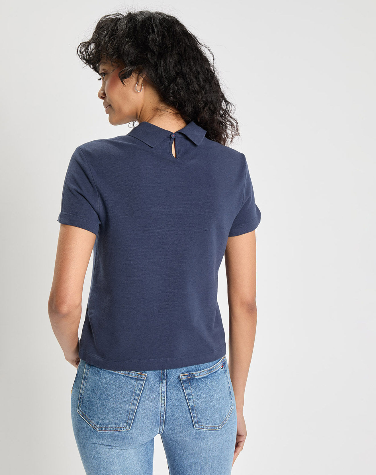 Tommy Jeans Polo 100% Coton Bio regular fit linear bleu marine