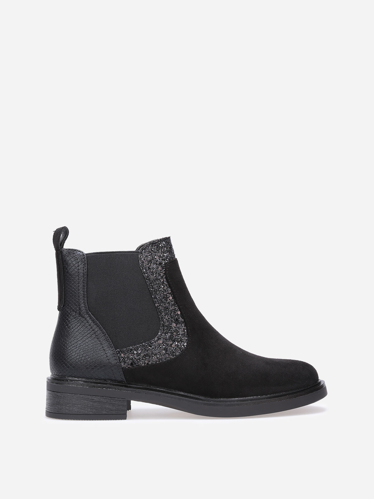 Chelsea multi-matières à paillettes- Noir
