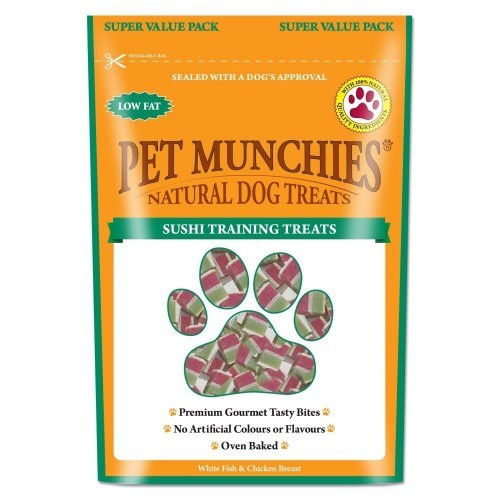 Petiscos para treinamento de cães com sabor de sushi
