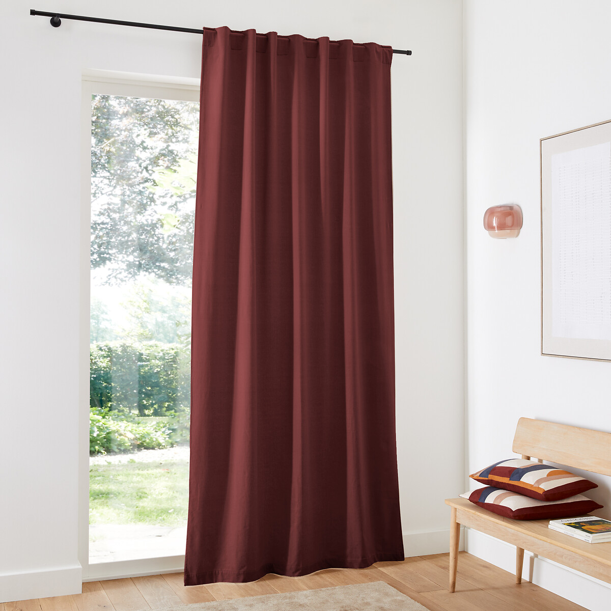 LA REDOUTE INTERIEURS<br>Cortina de veludo com acabamento em laços ocultos, Veludo