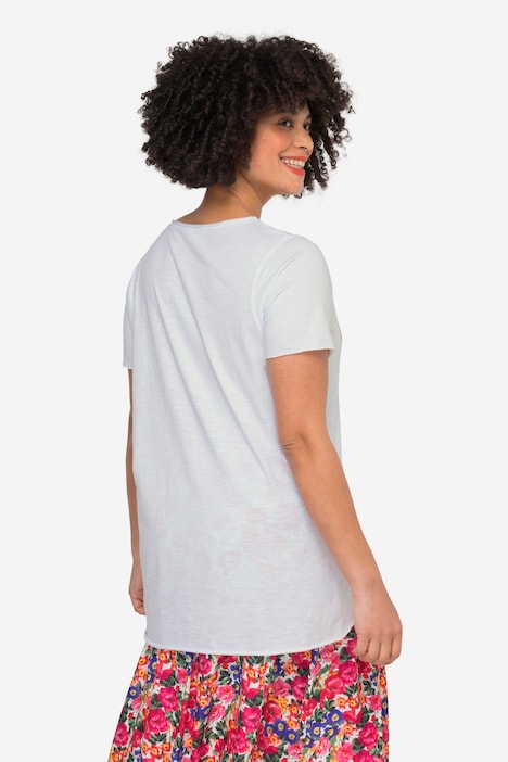 T-Shirt, Schmetterlings-Druck, Rundhals, Halbarm