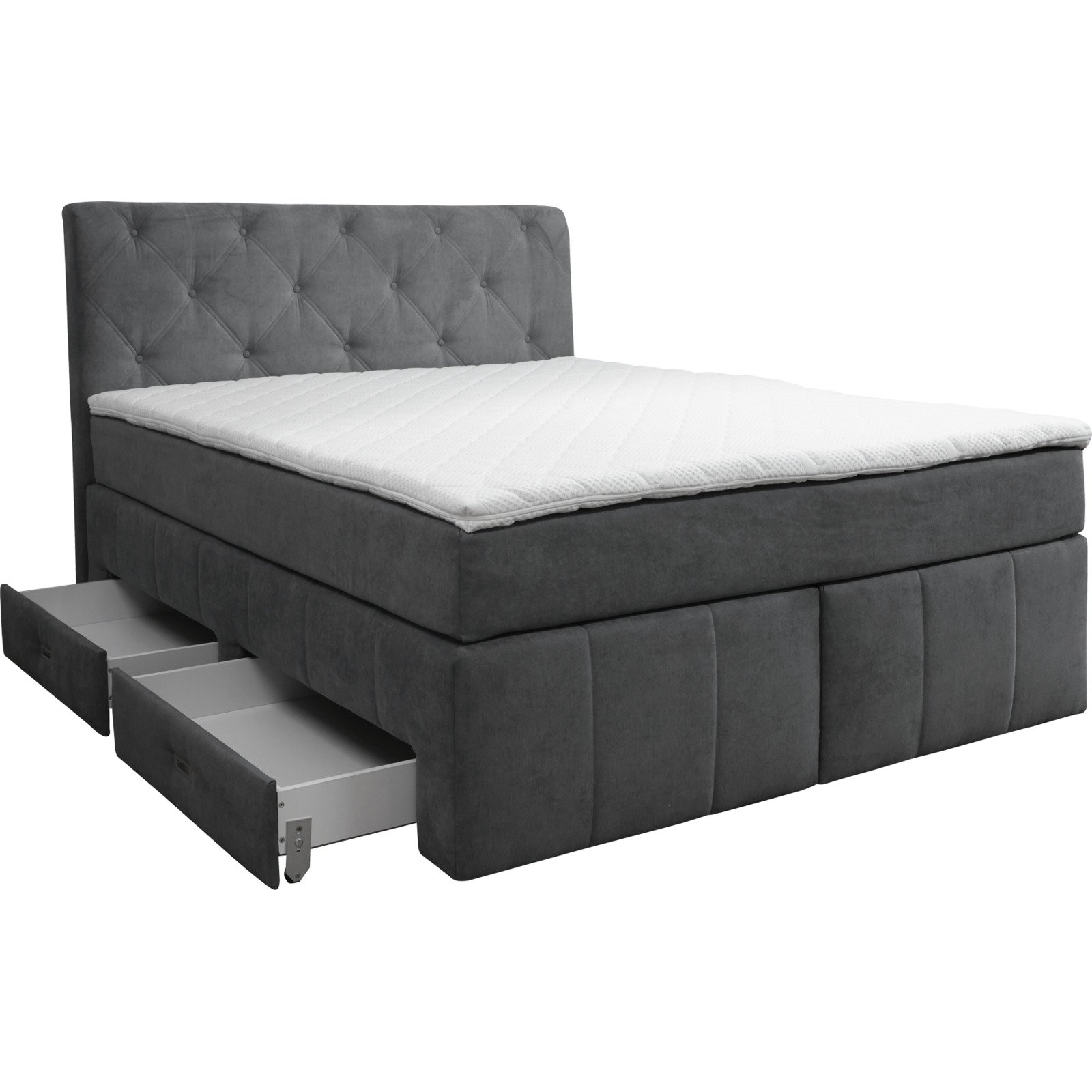 Boxspringbett Samira Stoff grau