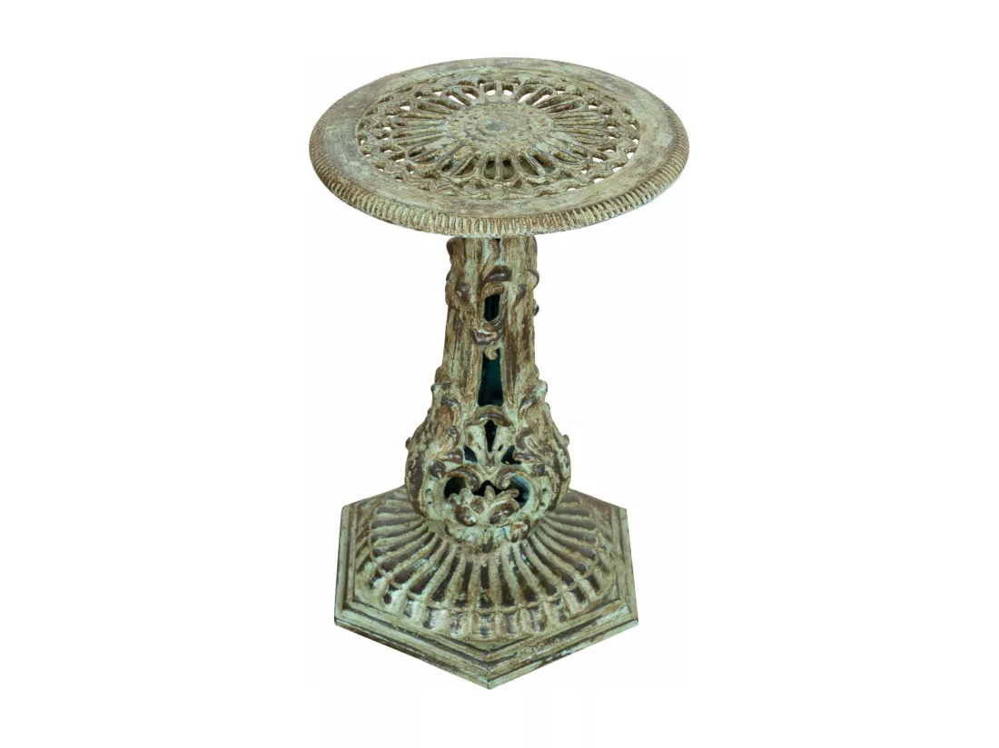 BISCOTTINI Support de Pot de Fleurs - Fonte avec Finition Argent Antique - Porte-Plante - Pot d'Intérieur et d'Extérieur - Jardinière - Jardin - Salon - Salle à Manger - Présentoir - Décoratif - 36x36x53 cm